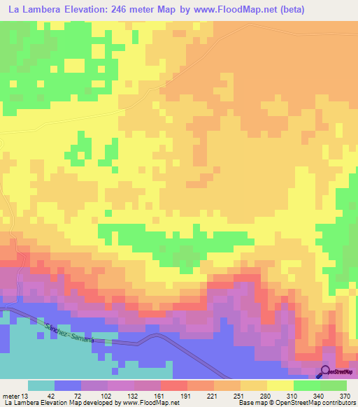 La Lambera,Dominican Republic Elevation Map