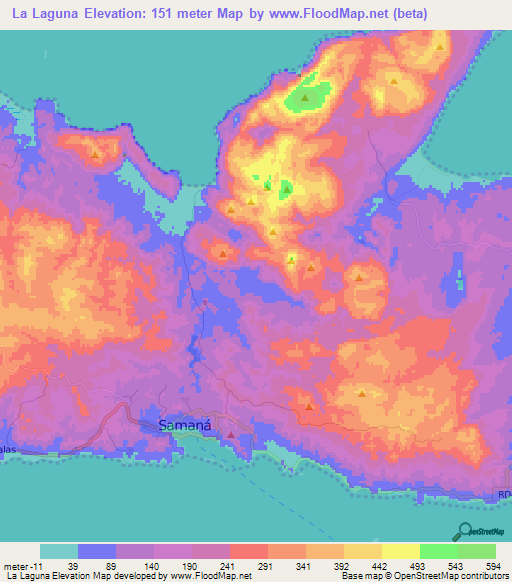 La Laguna,Dominican Republic Elevation Map