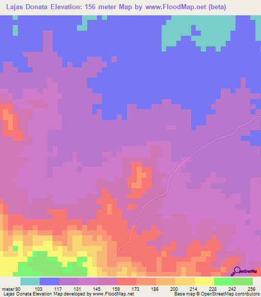 Lajas Donata,Dominican Republic Elevation Map