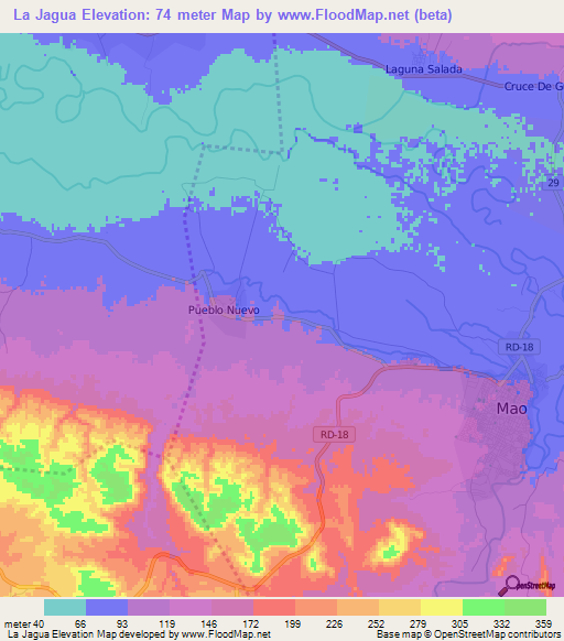 La Jagua,Dominican Republic Elevation Map