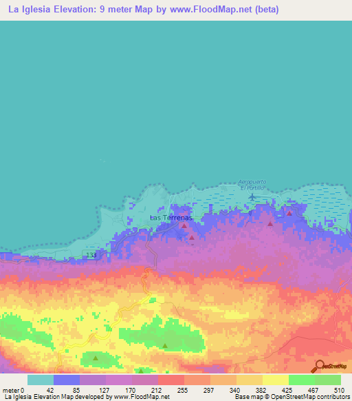 La Iglesia,Dominican Republic Elevation Map