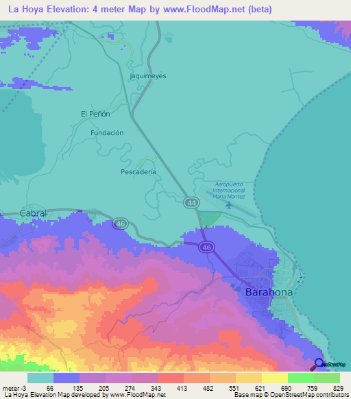 La Hoya,Dominican Republic Elevation Map