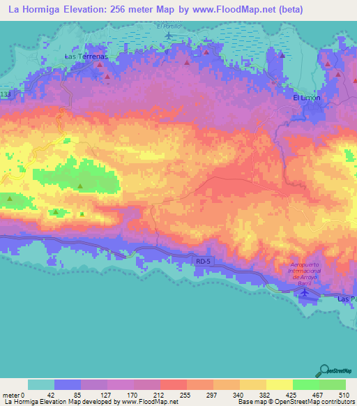 La Hormiga,Dominican Republic Elevation Map