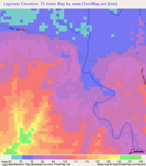 Laguneta,Dominican Republic Elevation Map