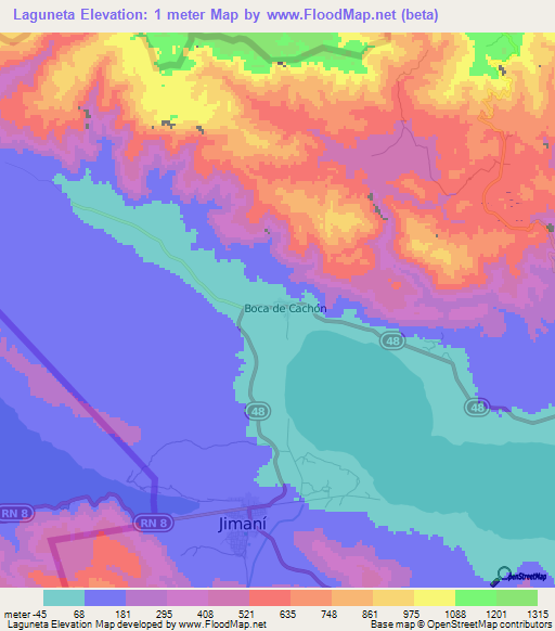 Laguneta,Dominican Republic Elevation Map