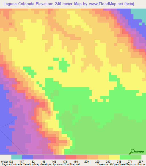 Laguna Colorada,Dominican Republic Elevation Map