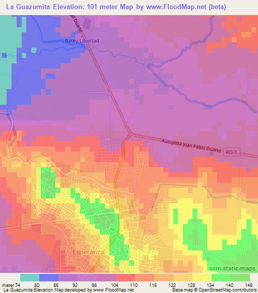 La Guazumita,Dominican Republic Elevation Map