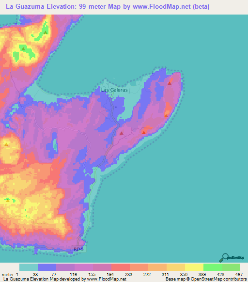 La Guazuma,Dominican Republic Elevation Map