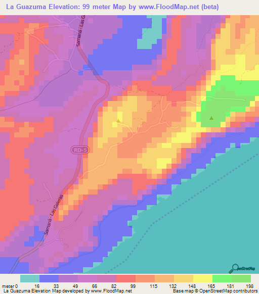 La Guazuma,Dominican Republic Elevation Map