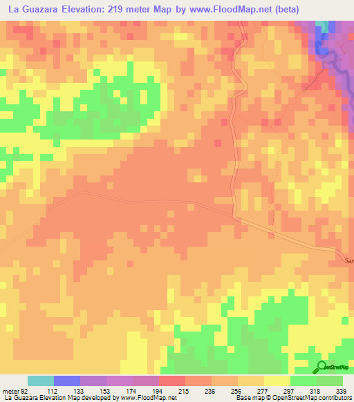 La Guazara,Dominican Republic Elevation Map