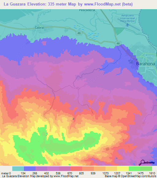 La Guazara,Dominican Republic Elevation Map