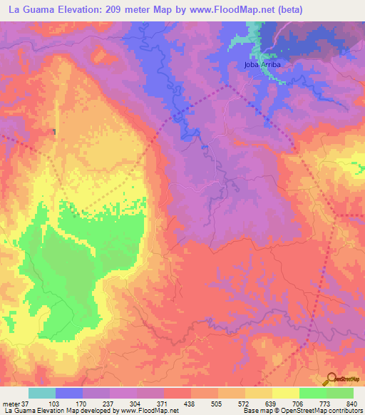 La Guama,Dominican Republic Elevation Map