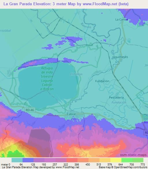 La Gran Parada,Dominican Republic Elevation Map