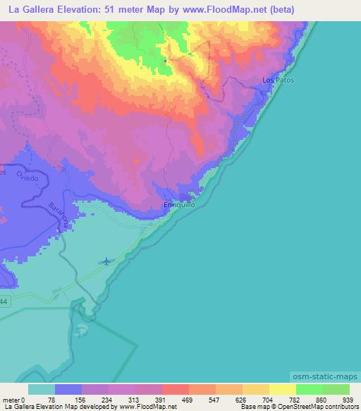 La Gallera,Dominican Republic Elevation Map
