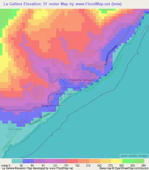 La Gallera,Dominican Republic Elevation Map