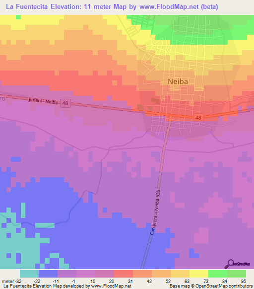 La Fuentecita,Dominican Republic Elevation Map