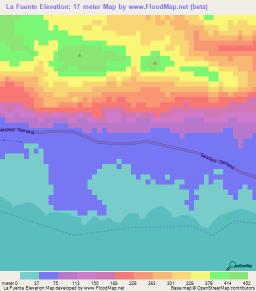 La Fuente,Dominican Republic Elevation Map