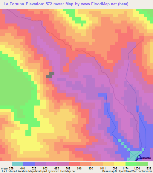 La Fortuna,Dominican Republic Elevation Map