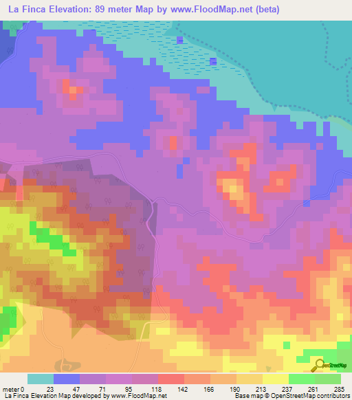 La Finca,Dominican Republic Elevation Map