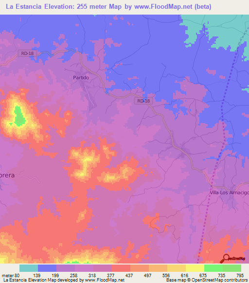 La Estancia,Dominican Republic Elevation Map