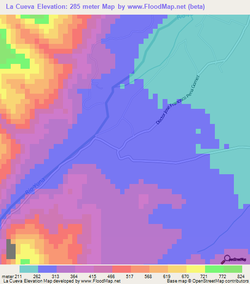 La Cueva,Dominican Republic Elevation Map