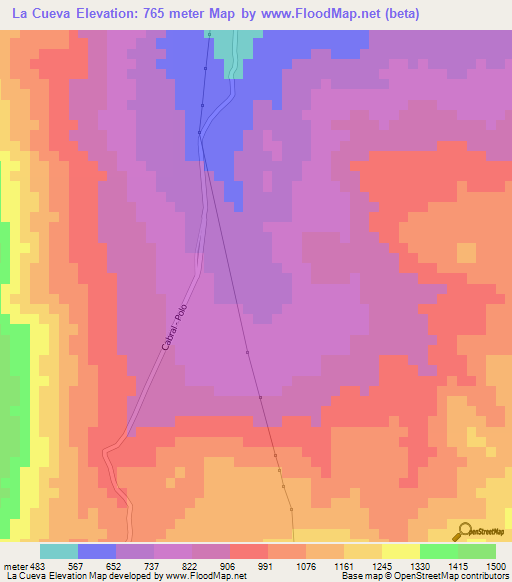 La Cueva,Dominican Republic Elevation Map