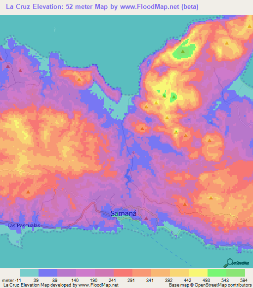 La Cruz,Dominican Republic Elevation Map