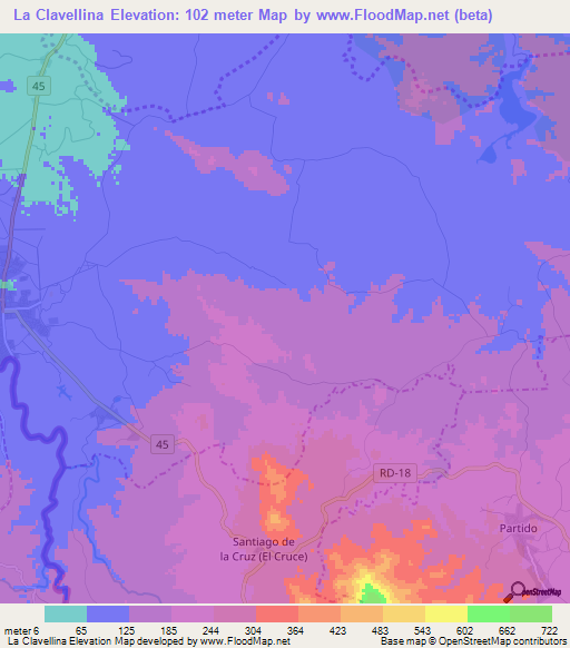 La Clavellina,Dominican Republic Elevation Map