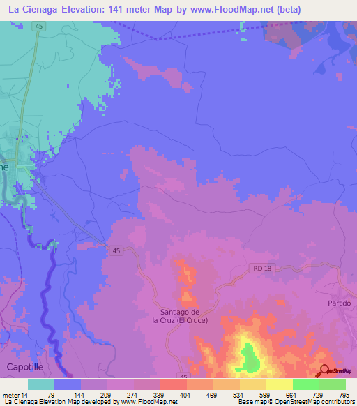 La Cienaga,Dominican Republic Elevation Map