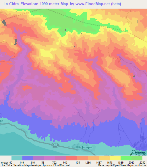 La Cidra,Dominican Republic Elevation Map