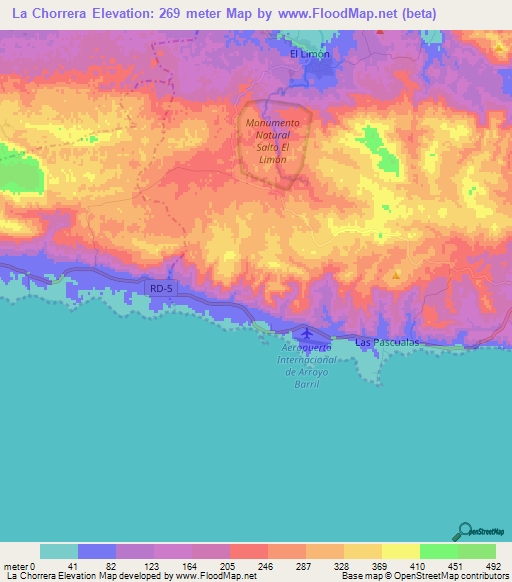 La Chorrera,Dominican Republic Elevation Map