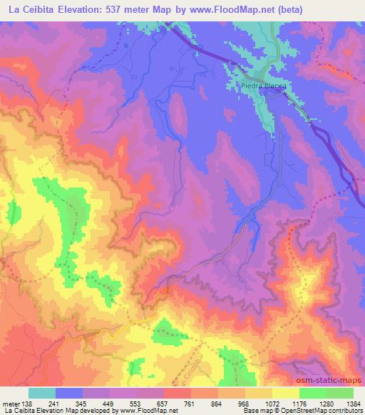 La Ceibita,Dominican Republic Elevation Map