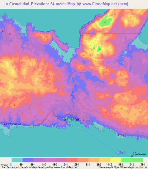 La Casualidad,Dominican Republic Elevation Map