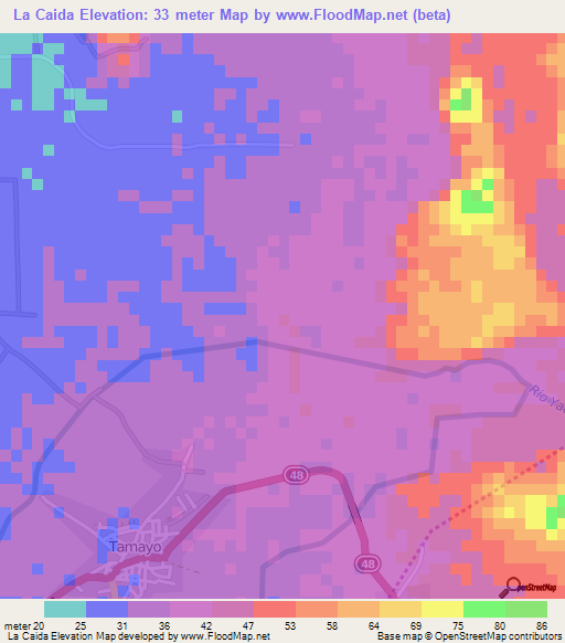 La Caida,Dominican Republic Elevation Map