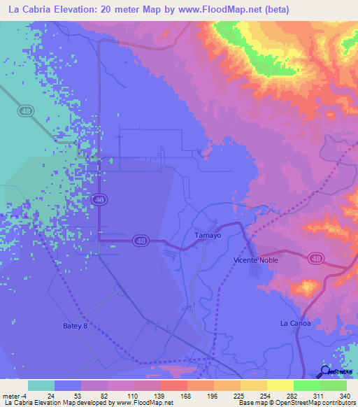 La Cabria,Dominican Republic Elevation Map