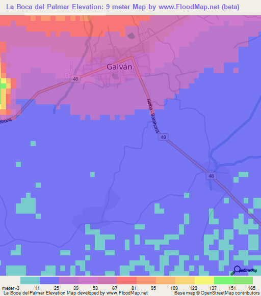 La Boca del Palmar,Dominican Republic Elevation Map