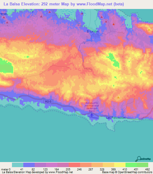 La Balsa,Dominican Republic Elevation Map