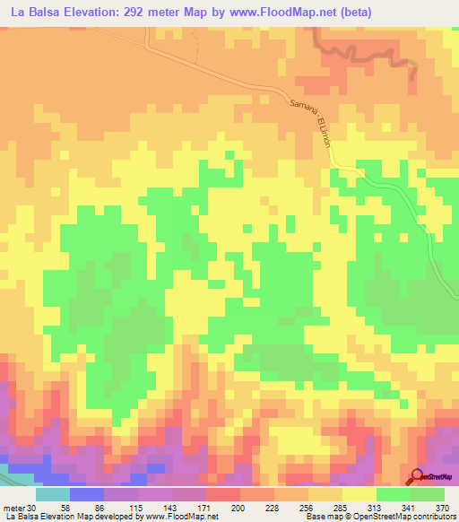 La Balsa,Dominican Republic Elevation Map