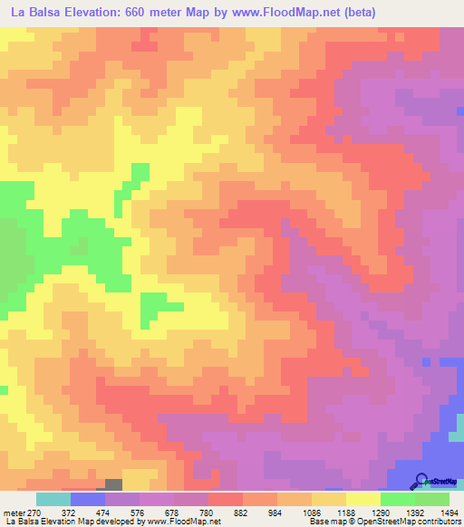 La Balsa,Dominican Republic Elevation Map