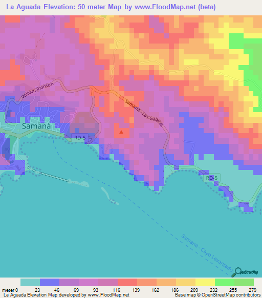 La Aguada,Dominican Republic Elevation Map