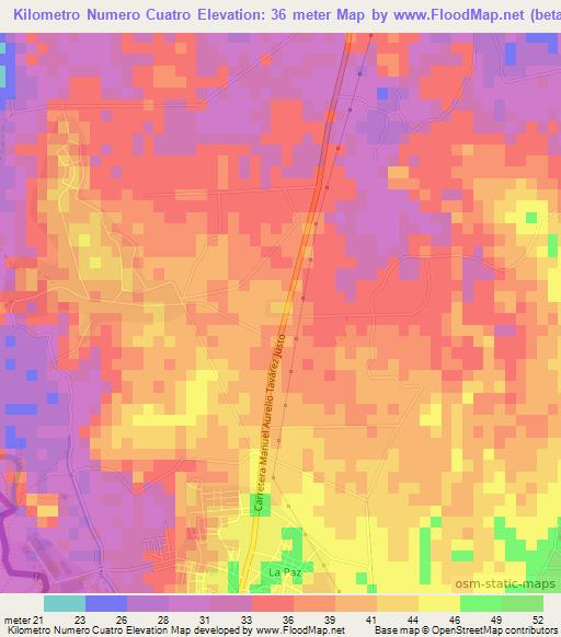 Kilometro Numero Cuatro,Dominican Republic Elevation Map