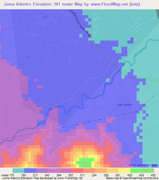 Juma Adentro,Dominican Republic Elevation Map