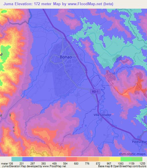 Juma,Dominican Republic Elevation Map