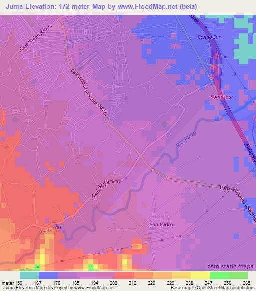 Juma,Dominican Republic Elevation Map