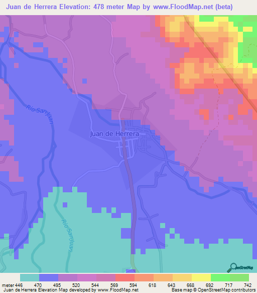 Juan de Herrera,Dominican Republic Elevation Map