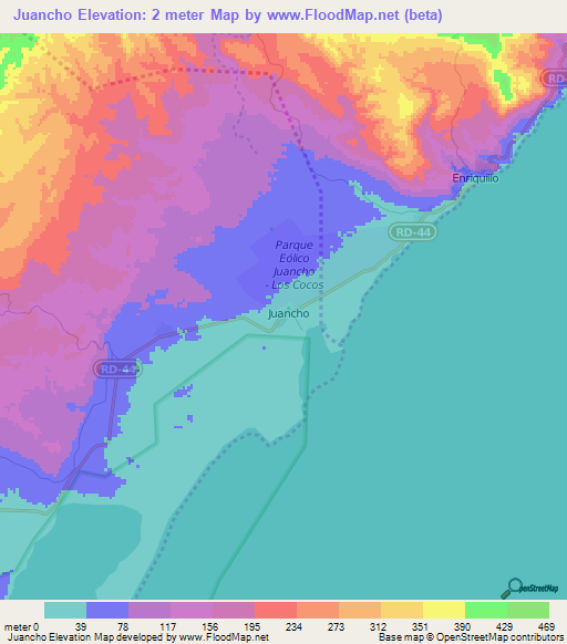 Juancho,Dominican Republic Elevation Map