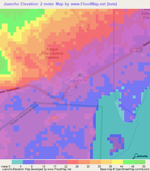 Juancho,Dominican Republic Elevation Map