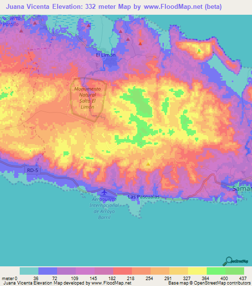 Juana Vicenta,Dominican Republic Elevation Map