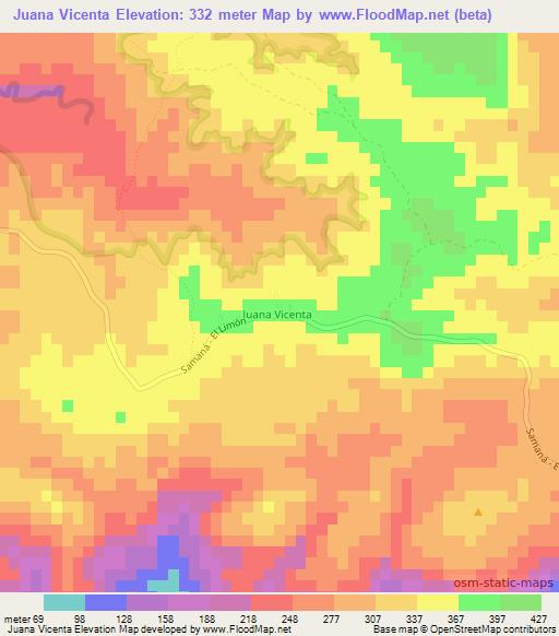 Juana Vicenta,Dominican Republic Elevation Map