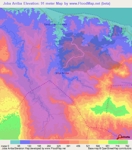 Joba Arriba,Dominican Republic Elevation Map